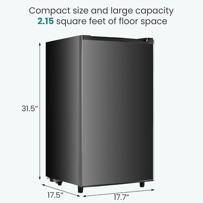 OLIXIS Mini Fridge with Freezer, 3.2 Cu.Ft Single Door Refrigerator with Adjustable Thermostat, Small Compact Refrigerator for Bedroom, Office, Dorm, Black