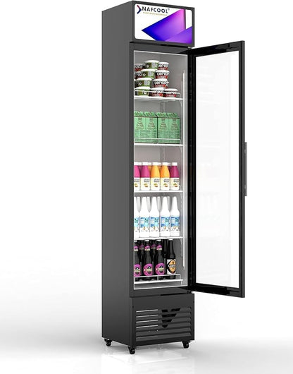 Commercial Beverage Refrigerator Display Fridge,7 Cu Ft Small Slims Single Glass Door Merchandiser Drink Cooler with LED Light Adjustable Shelves,ETL and NSF Approval