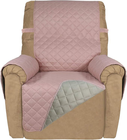 PureFit Reversible Recliner Chair Covers Couch Covers for Dogs, 19 in | Pink/Beige, Water Resistant Couch Protector, Washable Pet Couch Cover with Non Slip and Elastic Straps For Kids