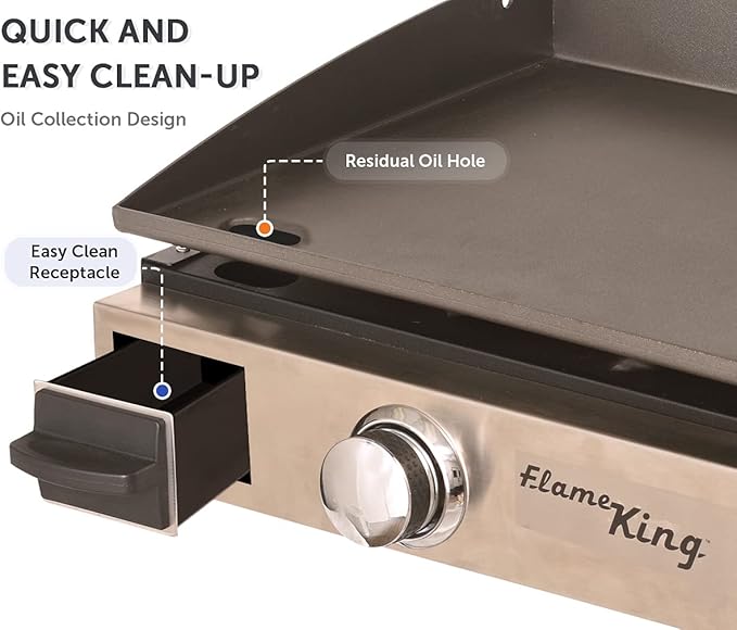 Flame King Flat Top Portable Propane Cast Iron Grill Griddle Tabletop for Outdoor Camping, Tailgating, Outdoor Cooking