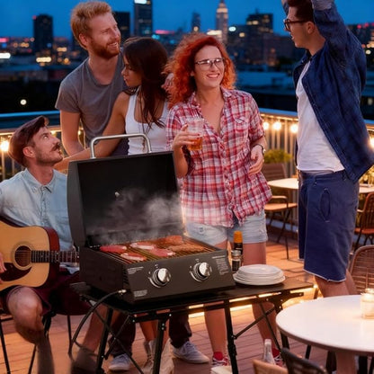 Outdoor Grills & Smokers: Portable Camping Charcoal Grill Cooking Barbecue with Thermometer, Side Shelves, and Ash Pan for Backyard BBQ,A1