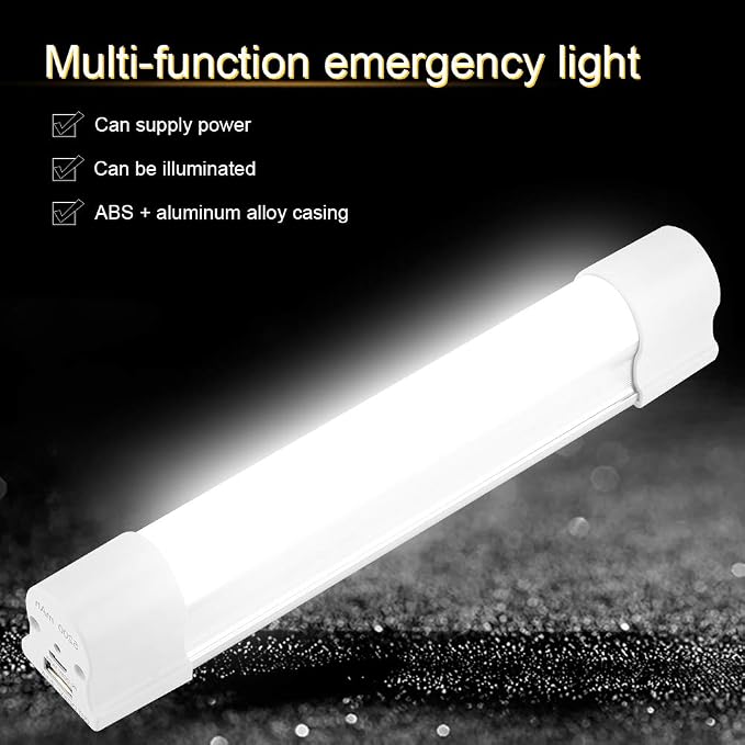Portable LED Rechargeable Camping Light, Emergency Lamp with Stepless Dimming, Strong Magnetic Base for Indoor Outdoor Hiking BBQ, Includes Lanyard and USB Cable