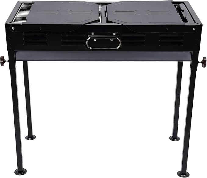 Adjustable Height 60-74cm Black Portable Charcoal Grill Collapsible Barbecue Grill 165.35 lbs