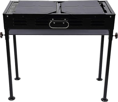 Adjustable Height 60-74cm Black Portable Charcoal Grill Collapsible Barbecue Grill 165.35 lbs