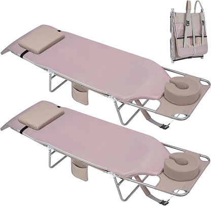 3 in 1 Women Comfort Backpack Beach Tanning Lounge Chair with Cushion Face Hole Softer Padded Adjustable Washable, Layout Sun Chair for Adults Outside Reading Sunbathing Poolside, 6 Position, 2 Pack