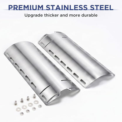 Universal Adjustable Grill Heat Plates, Heat Tents, Flame Tamer Burner Covers, Heavy Duty Heat Plate Shield, Stainless Steel Grill Replacement Parts, Extends from 12" up to 18" L, 4 Pack