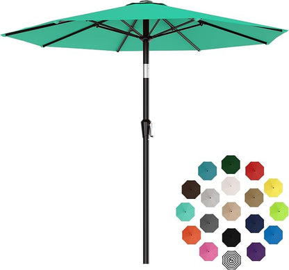 AreShark 9 FT Patio Umbrella for Outdoor, Outdoor Table Umbrella with Push Button Tilt and Crank, Outdoor Patio Umbrellas with 8 Sturdy Ribs for Market, Garden, Pool (Peacoke Blue)