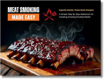 Meat Smoking Made Easy — Beginner’s Quick Reference Guide with Waterproof Magnet — Time, Temp & Wood Pairings for Perfect BBQ Every Time