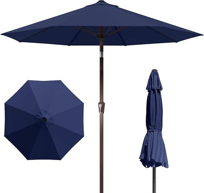 PatioKingdom Auto-Tilt 9FT Patio Umbrella Outdoor with 8 Sturdy Fiberglass Ribs,Market Table Umbrella for Pool,Backyard,Deck and Garden