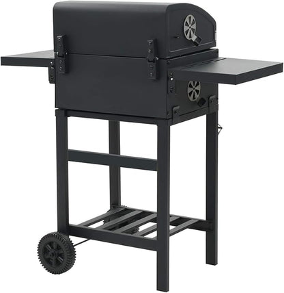 Gecheer Charcoal-Fueled BBQ Grill with Bottom Shelf Black for Patio Backyard Garden Camping Bonfire