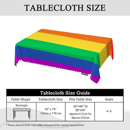 Swono Tablecloth 52"X70" Rainbow Flag, Gay and LGBT Rainbow Flag Rectangle Table Cover Anti-Oil Tablecloth for Dining Tables, Parties, Wedding and Banquet Decoration