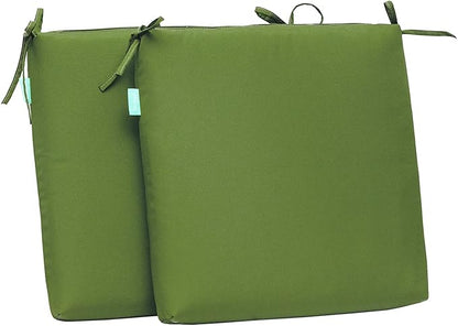 QILLOWAY Outdoor Indoor Seat Cushions, Square Foam Dining Chair Pads,All Weather, 17"x17"x3",2 Count (Green)