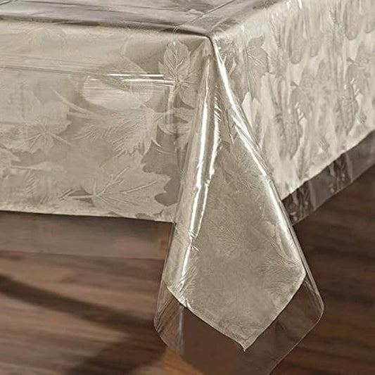 sancua Clear Plastic 100% Waterproof Table Cover Protector 70x120 Inch | Vinyl PVC Rectangle Table Cloth, Oil Spill Proof Wipe Clean Tablecloth, For Dining Tables, Parties & Camping, Crystal Clear