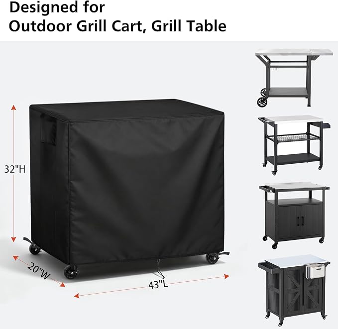 TheElves Table Cover 43"x20"x32" for Feasto IWDOO Polar Aurora Grill Cart | Waterproof Dustproof Weather Protection Outdoor Table Cover for Prep Table, Side Table, Grill Cart, Bar Cabinet, Dining Table