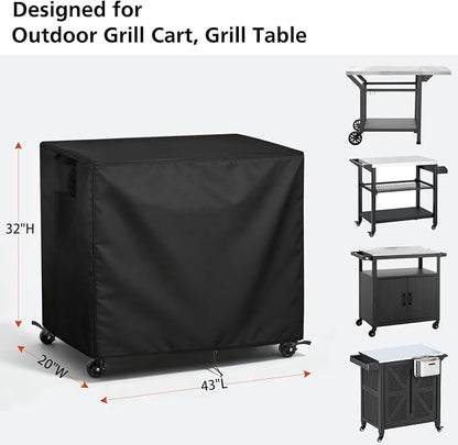 TheElves Table Cover 43"x20"x32" for Feasto IWDOO Polar Aurora Grill Cart | Waterproof Dustproof Weather Protection Outdoor Table Cover for Prep Table, Side Table, Grill Cart, Bar Cabinet, Dining Table