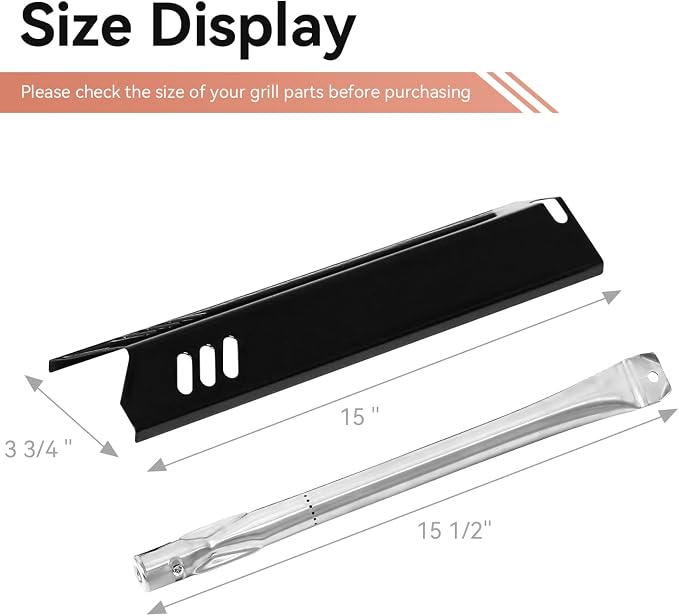 GR2215120-OG-00 Grill Replacement Parts for Outdoor Gourmet 4 Burner | Fits 12061 GR2215101-OG-00 FSOGBG1106, Grill Burners Tubes & UFHP2 Heat Plates, Replacement Kit for GR2205723-OG-00 4 Burner
