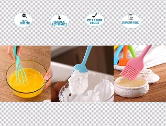 Premium Silicone Basting Brush Set of Two Heat Resistant Long Handle Pastry Brush for Grilling, Baking, BBQ and Cooking, Solid Core and Hygienic Solid Coating (Green) (3, pink)