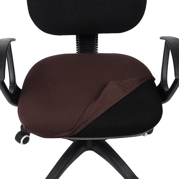 Smiry Office Computer Chair Seat Covers for Desk, Anti-dust Protector | Stretch Jacquard Removable Washable Desk Chair Seat Cushion Protectors, Chocolate
