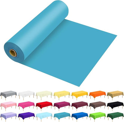 54 Inch X 100 Feet Plastic Table Cover Roll Premium Disposable Plastic Tablecloth for All Type/Shape Tables | Picnic, Party, Banquet, Birthdays, Weddings (Turquoise, 54 Inch X 100 Feet)