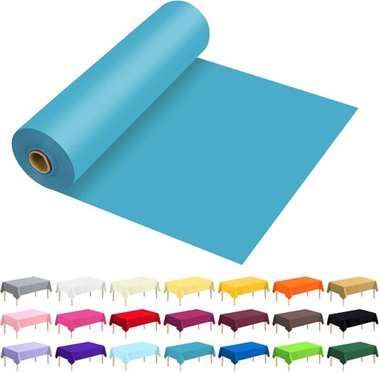 54 Inch X 100 Feet Plastic Table Cover Roll Premium Disposable Plastic Tablecloth for All Type/Shape Tables | Picnic, Party, Banquet, Birthdays, Weddings (Turquoise, 54 Inch X 100 Feet)