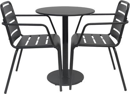 Christopher Knight Home Jodi Outdoor Bistro Set, 3-Piece Bistro Table and Chairs Set of 2, Patio Furniture Set with Iron Frame, Patio Conversation Set for Poolside/Garden Cafeteria, Matte Black