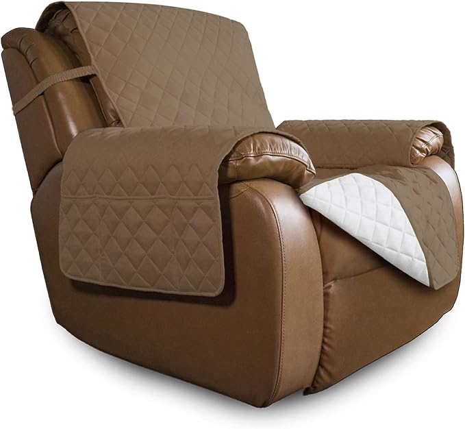 Easy-Going Reversible Couch Cover, Oversized Recliner, Camel/Ivory | Machine Washable Slipcover For Dogs, Water Resistant Furniture Mat For Living Room, Non-Slip Sofa Cover, Pet Friendly