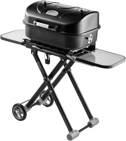 Portable Charcoal Grill, Adjustable Heights, Foldable with Thermometer