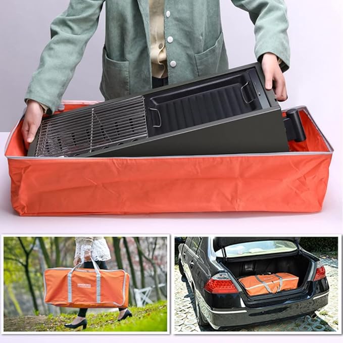 Charcoal Grill, Portable BBQ Grill Heavy-Duty Stainless Steel Barbecue Folding Camping Grill for Outdoor, Backyard, Patio, Picnic, Park (Black 66 * 30 * 69cm)