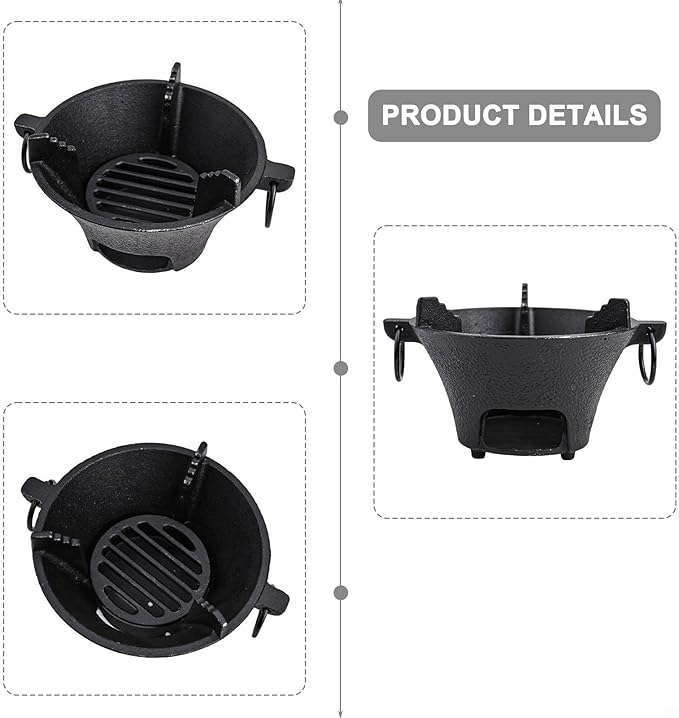 Cast Iron Charcoal Stove, Portable Korean BBQ Grill For Thick Bottom For Even Heating, Compact Japanese Barbecue Oven For Camping And Outdoor Picnics(16cm)