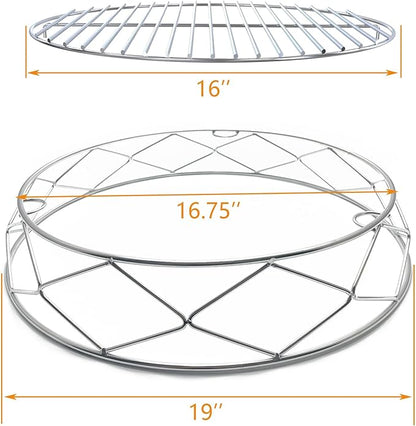 Stainless Steel Round Fire Pit Cooking Grates Accessory Kit for 19.5" Solo Stove Bonfire and Other Firepit, Grill Fire Pit Stand for Outdoor Camping BBQ Picnic Fireplace Tools