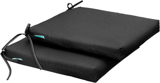 QILLOWAY Outdoor Indoor Seat Cushions, Square Foam Dining Chair Pads,All Weather, 17"x17"x3",2 Count (Dark Grey)