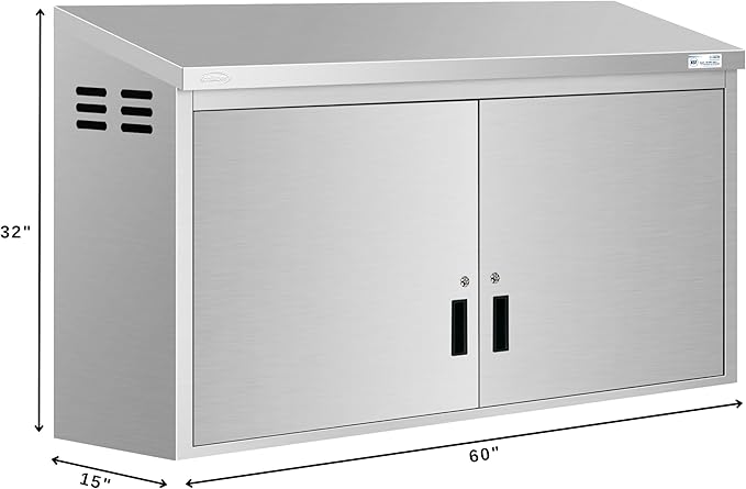 KoolMore 60 in. Stainless Steel Wall Cabinet with Hinged Doors, NSF Certified (KM-WMC-1560-S)
