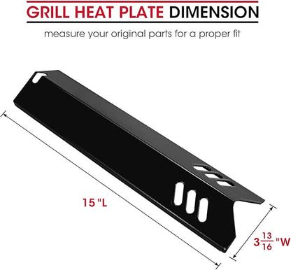 Unicook 4 Pack 15 Inch Grill Heat Plates Replacement Parts for Dyna-Glo DGF510SSP, DGF493BNP, Porcelain Grill Burner Covers, BBQ Heat Shields for Uniflame GBC1460W