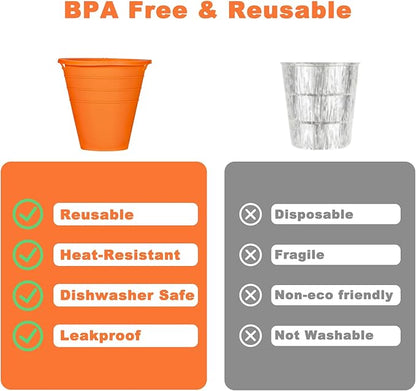 2pcs reuasble Silicone Grease Bucket Liners Compatible for Traeger/Pit Boss ect/Oklahoma Joe' /Green Mountain Grill Drip Tray Bucket Liner for pro Pellet Wood Smoker Grill Accessories（Orange）