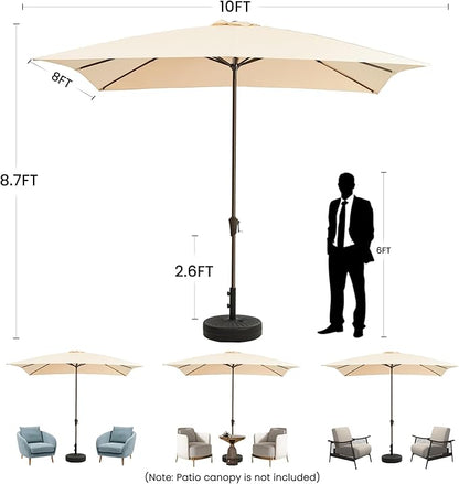 Ayge 8x10FT Large Rectangular Patio Umbrella Outdoor Table Umbrella w/Crank Rectangle Market Umbrella UV Protection for Garden, Deck,Lawn,Yard & Pool,blue