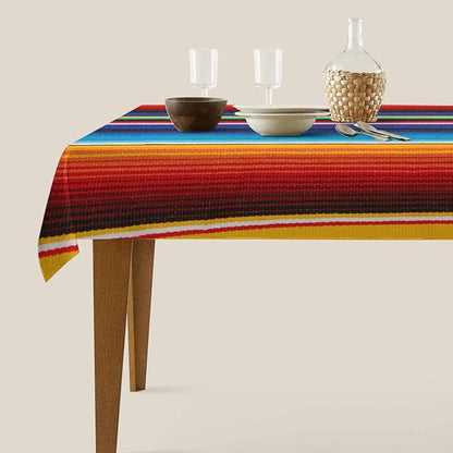 TKS MITLAN Colorful Mexican Style Tablecloth Decor Stripes Lines Art Feature Bright Table Cloth Dining Room Kitchen Table Cover 60" X 84" Oblong/Rectangle