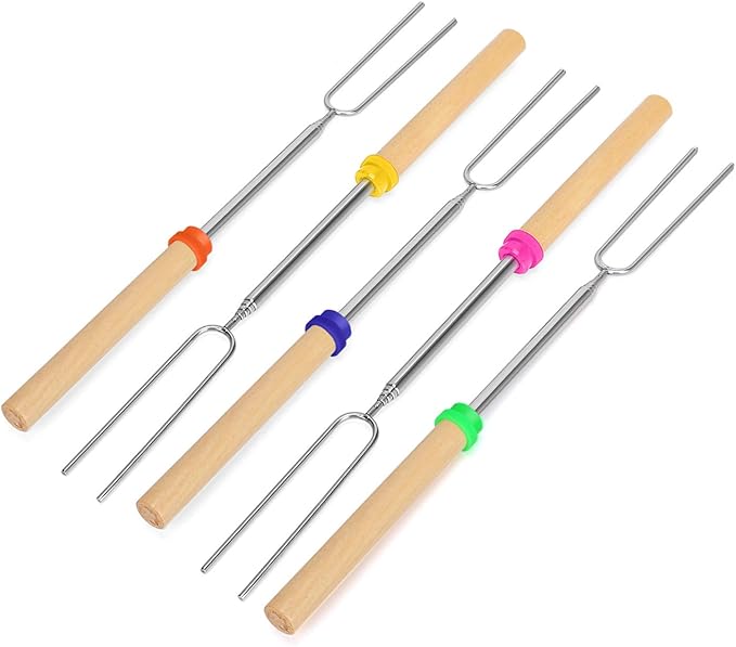 Mluchee 8Pack Marshmallow Roasting Sticks Smores Skewers for Fire Pit 32inch Telescoping Sausage BBQ Hot Dog Forks Portable Carrying Bag for Grill Campfire Thanksgiving Christmas Gifts