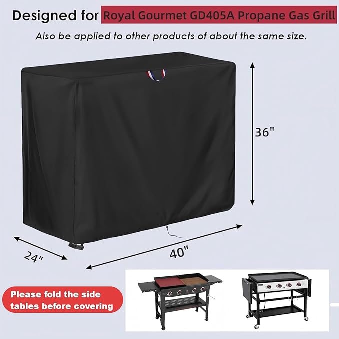 40 Inch Grill Cover for Royal-Gourme-t GD405A Propane Gas Grill, Outdoor Waterproof Cover for 4-Burner Griddle Grills Combo Cover- 40" x 24" x 36"
