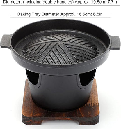 Countertop BBQ Grill, Mini Portable Charcoal Grill Stick Proof Smokeless Removable Stand Grill with Wood Plate for Outdoor Cooking Camping Picnic Home(HN BBQ18D)