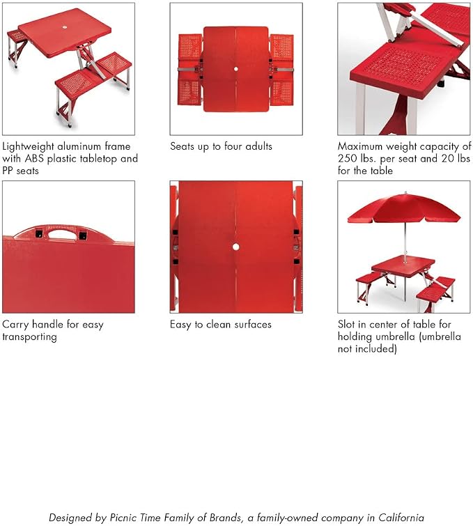 Picnic TIME NFL Football Field Folding Picnic Table, Camping Table, Outdoor Table with Umbrella Hole