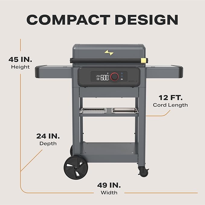 Current® Model G Griddle, Smart Electric Outdoor Flat Top BBQ Grill with 200°F to 600°F Range for Searing & Roasting, Digital Precision, Apartment-Friendly & Weather-Resistant, Slate