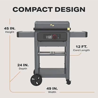 Current® Model G Griddle, Smart Electric Outdoor Flat Top BBQ Grill with 200°F to 600°F Range for Searing & Roasting, Digital Precision, Apartment-Friendly & Weather-Resistant, Slate