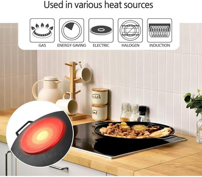 Korean BBQ 1 IH Griddle Grill Pan with Bag, Nonstick Coating, All Stove(Gas, Electric & Induction), Indoor Outdoor Griddle(12in)