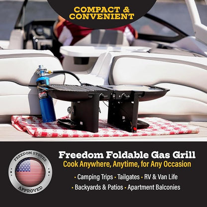 Freedom Stoves Lightweight Portable Gas Grill & Griddle Combo, 9,200 BTU, includes Carrying Tote
