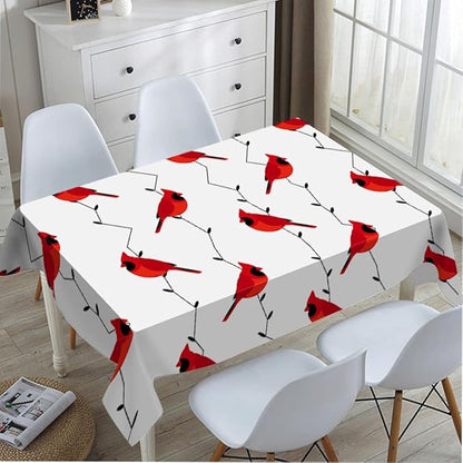 TKS MITLAN Cardinal Bird Tablecloth 60x84 Inch Rectangular Red Birds on Branches Oblong Table Cloth Kitchen Table Decorations for Home Dinner Party