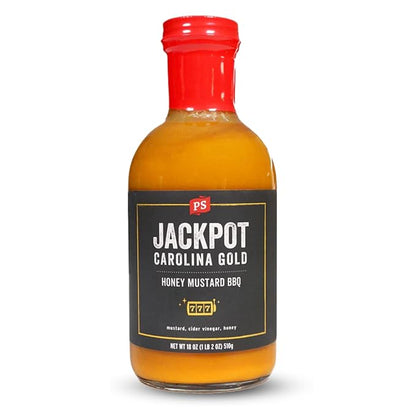 PS Seasoning Jackpot Carolina Gold Honey Mustard BBQ Sauce - Tangy and Sweet Marinade, Glaze, Baste, and Dip - All-Purpose Sauce Great for Pulled Pork, Ribs, BBQ Chicken, Wings, Pork Chops, and more