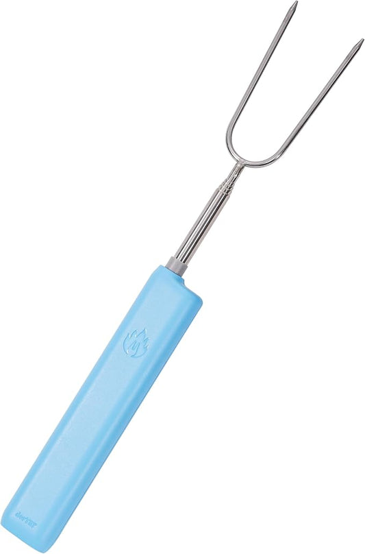 derYEP Electric Roasting Stick, Automatic Rotate BBQ Fork For Fire Pit, Chicken Wings Hotdog Kebabs S'mores Roaster, Outdoor Camping Kit, Rotisserie Skewer, 34" 1 PACK (Blue)