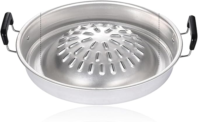 Charcoal Barbecue Grill, Aluminum Korean BBQ Grill Camping BBQ Pan Meat Garlic Korean Cookware for Home Party Outdoor Camping ﻿ (Small)