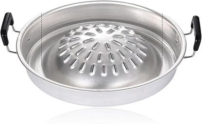 Charcoal Barbecue Grill, Aluminum Korean BBQ Grill Camping BBQ Pan Meat Garlic Korean Cookware for Home Party Outdoor Camping ﻿ (Small)
