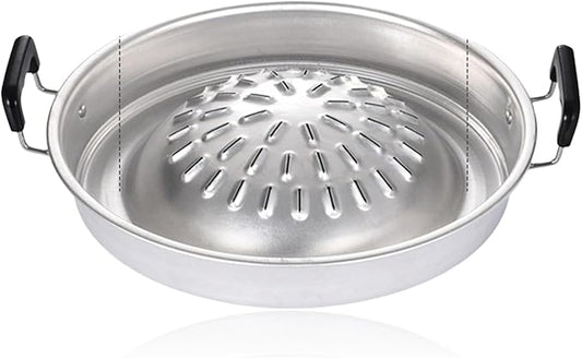 Charcoal Barbecue Grill, Aluminum Korean BBQ Grill Camping BBQ Pan Meat Garlic Korean Cookware for Home Party Outdoor Camping ﻿ (Small)